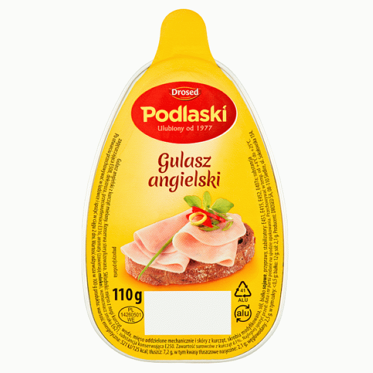 Polnische Geflügel - Pastete kaufen - Gulasz Angielski 110g Dose - Podlaski - Polskashop24.de - Online Supermarkt mit Lebensmittel aus Polen