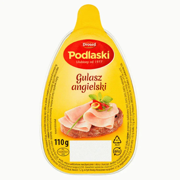 Polnische Geflügel - Pastete kaufen - Gulasz Angielski 110g Dose - Podlaski - Polskashop24.de - Online Supermarkt mit Lebensmittel aus Polen
