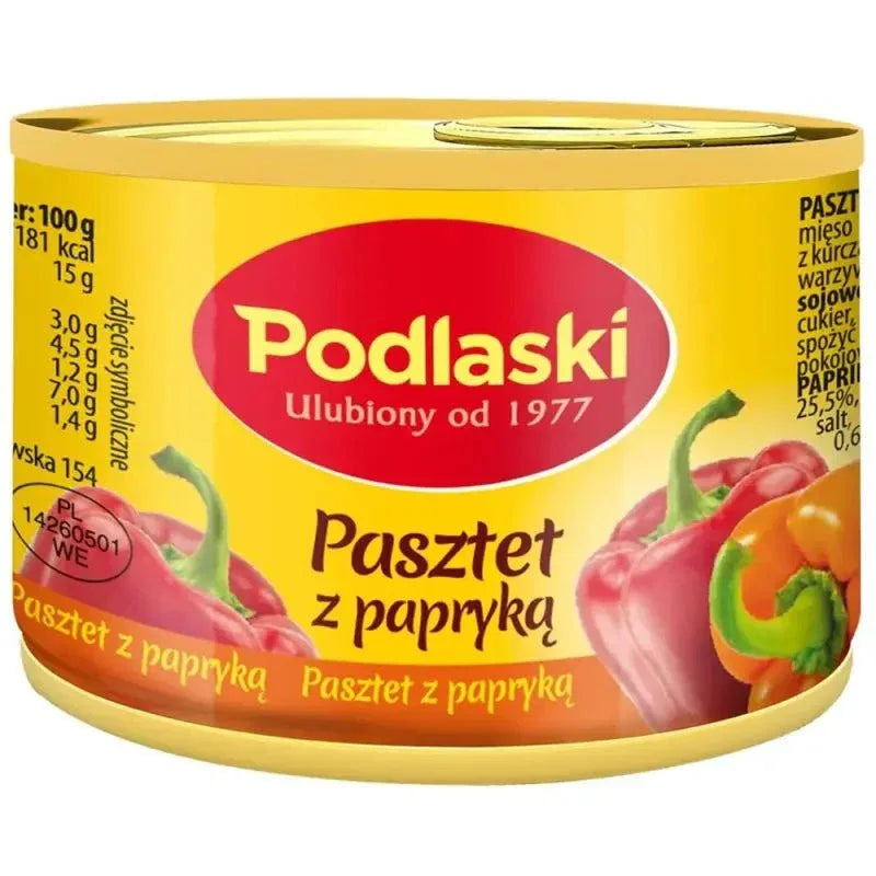 Polnische Geflügel - Pastete kaufen - Pasztet z papryka mit Paprika 155g - Podlaski - Polskashop24.de - Online Supermarkt mit Lebensmittel aus Polen