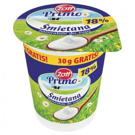 Polnische Sahne Zott Primo 18% 360g - Sahne aus Polen kaufen - Polskashop24.de - Online Supermarkt mit Lebensmittel aus Polen
