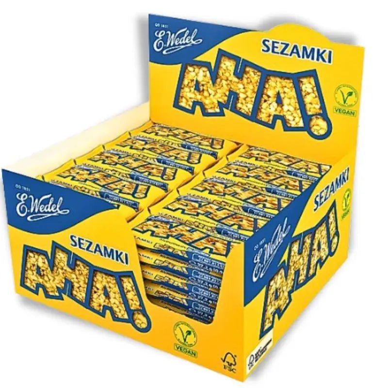 Polnische Sesamriegel E.Wedel Aha Sezamki 40x27,2g Karton kaufen - Polskashop24.de - Online Supermarkt mit Lebensmittel aus Polen