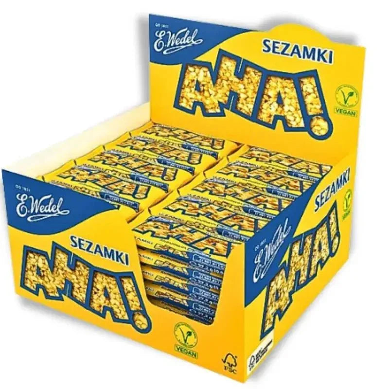 Polnische Sesamriegel E.Wedel Aha Sezamki 40x27,2g Karton kaufen - Polskashop24.de - Online Supermarkt mit Lebensmittel aus Polen