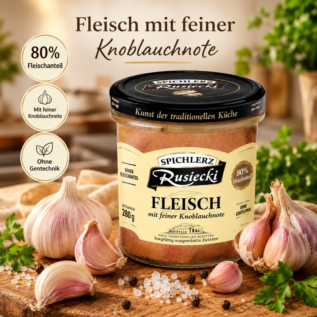 Spichlerz Rusiecki - Mięso z czosnkiem 280g