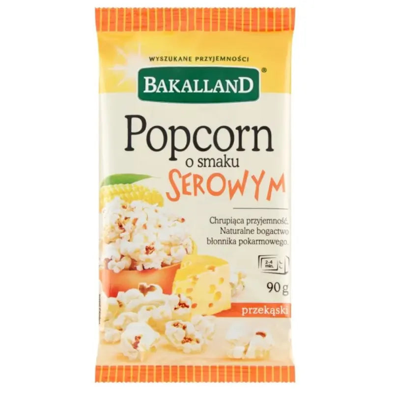 Bakalland Mikrowellen-Popcorn Käse 90g - polnisches Popcorn mit Käsegeschmack für die Mikrowelle