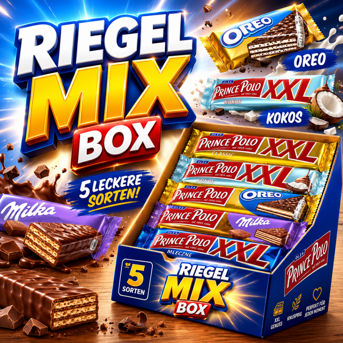 Prince Polo Mix Box 25 Riegel 5 Sorten - Polskashop24