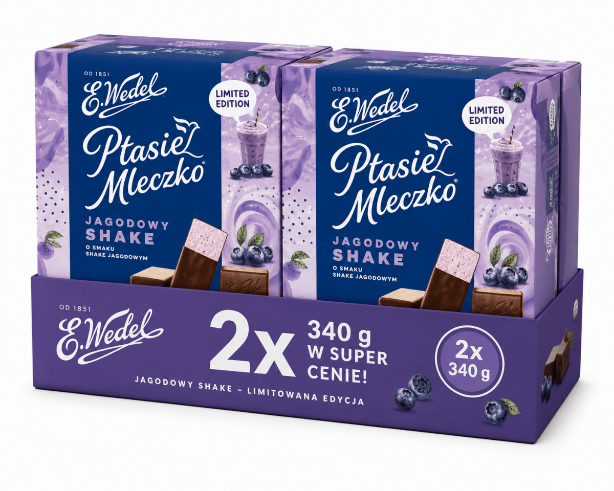 Ptasie Mleczko Jagodowy Shake 2er Set 2x340g – Wedel - Polskashop24