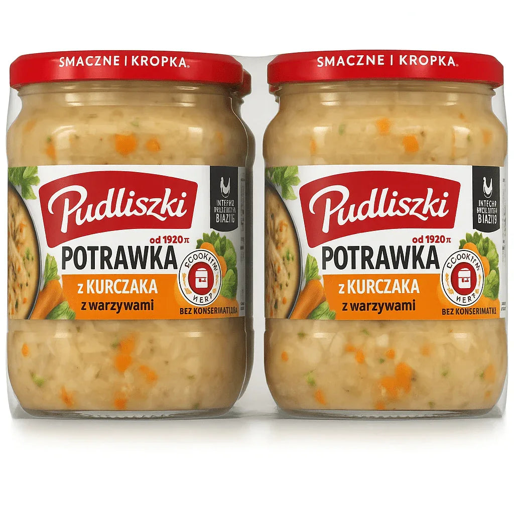 Pudliszki Potrawka z Kurczaka - Hühner - und Gemüseeintopf 4x440g (1,76kg Vorteilspack) - Polskashop24.de - Online Supermarkt mit Lebensmittel aus Polen