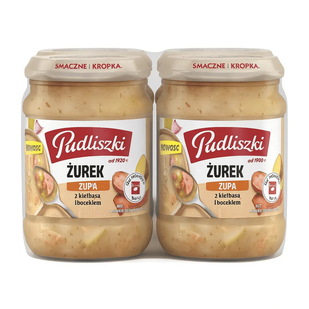 Pudliszki Żurek Suppe mit Wurst und Speck 4x440g - Sauermehlsuppe Vorratspack - Polskashop24