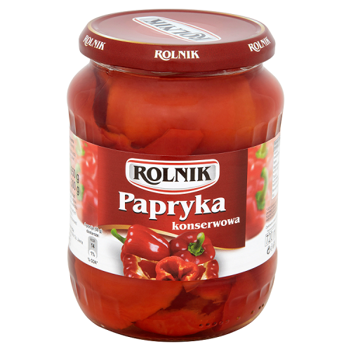 Rolnik Papryka Konserwowa 720ml Glas - polnische marinierte Paprikaschoten in Essig-Marinade