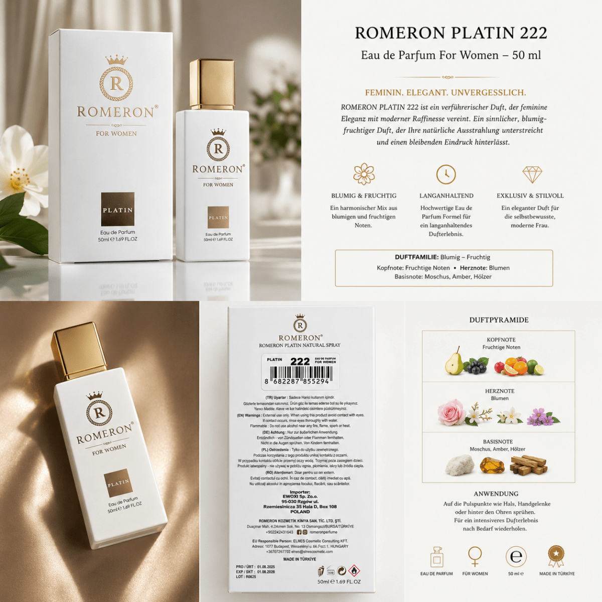 ROMERON Platin 222 Eau de Parfum For Women 50ml - Polskashop24