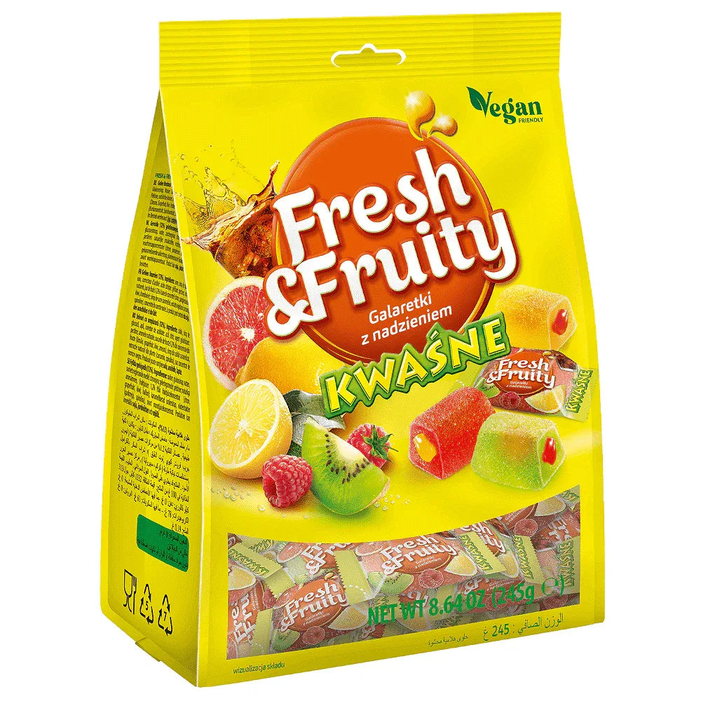 Saure Fruchtgelees mit Flüssigfüllung - Fresh & Fruity Kwaśne 245g - Wawel - Polskashop24