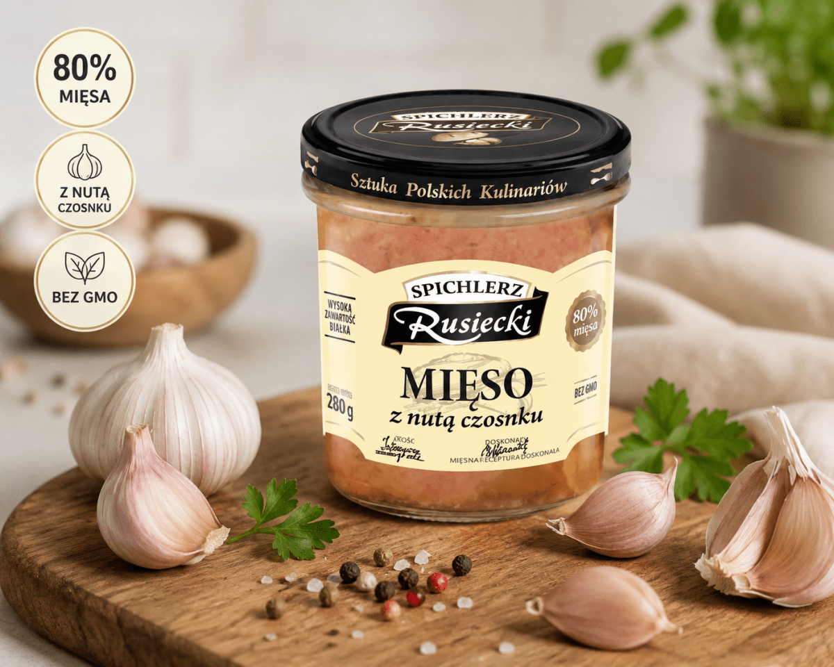 Schweinefleisch mit Knoblauch Mięso z Czosnkiem 280g - Spichlerz Rusiecki - Polskashop24