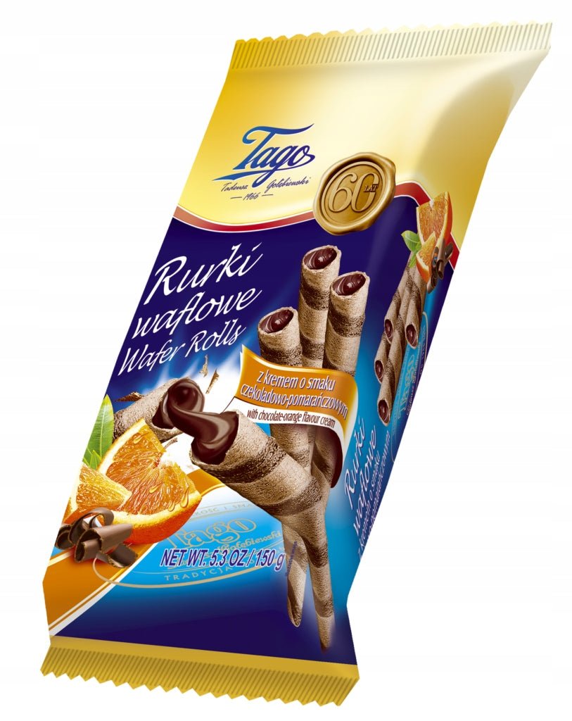 Tago Waffelröhrchen Schokolade-Orange 150 g - Rurki waflowe pomarańcza - Polskashop24
