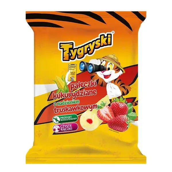Tygryski mit Erdbeerfüllung kaufen - Maisstangen 60g - TBM - Polskashop24