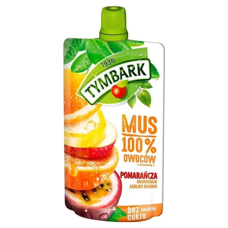 Tymbark Fruchtmus Orange Maracuja Apfel Banane 120g - Exotisches Obstmus mit Vitamin C