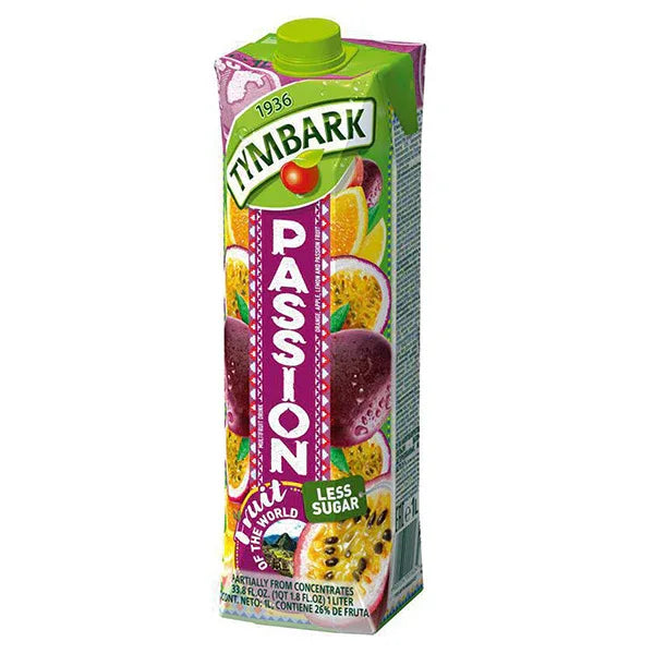 Tymbark Passionsfrucht Mehrfruchtgetränk 1L Flasche mit exotischem Fruchtmix aus Orange Apfel und Passionsfrucht