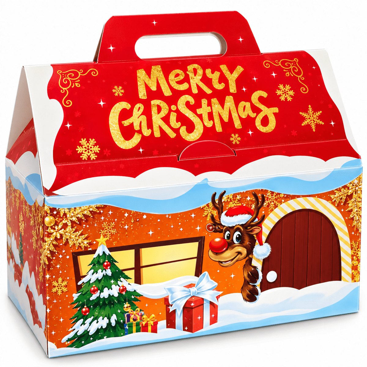 Vobro Weihnachts-Geschenkbox 200 g mit Fruchtgelee in kakaohaltiger Glasur, festliche Merry Christmas Geschenkbox