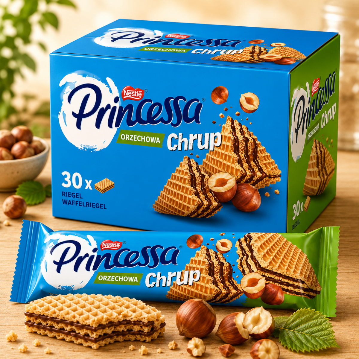 Waffel Princessa Chrup Haselnuss Orzechowa 30x30g - Nestlé - Polskashop24