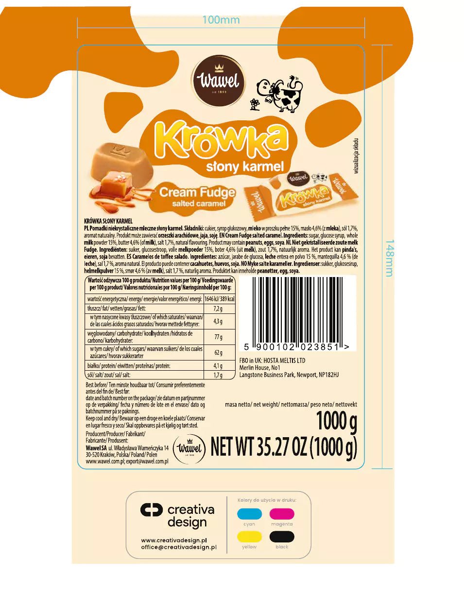 Wawel Krówka Słony polnische Kuhbonbons ''Salzkaramell'' 1kg - Polskashop24.de - Online Supermarkt mit Lebensmittel aus Polen