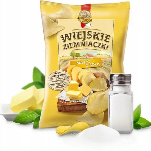 Wiejskie Ziemniaczki Maslo z Sola - Butter & Salz Chips 130g - Polskashop24