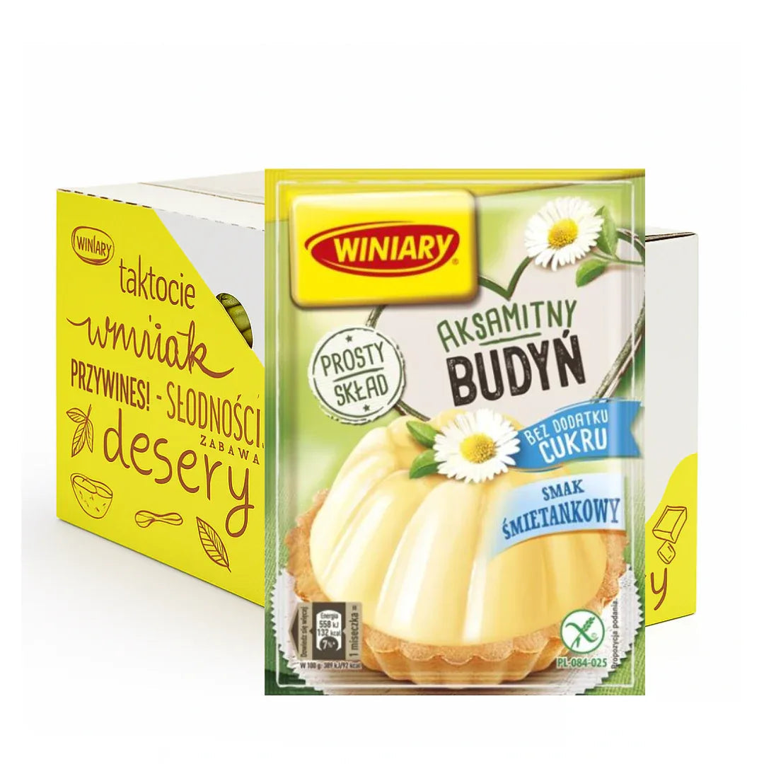Winiary Aksamitny budyń bez dodatku cukru smak śmietankowy 35g x 30 Stück - Sahnepudding ohne Zuckerzusatz kaufen - Polskashop24
