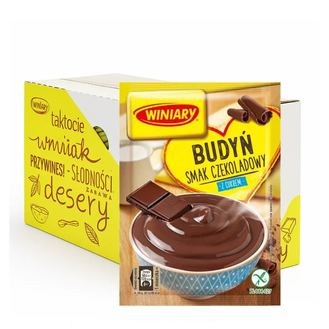Winiary Budyń czekoladowy z cukrem 63g x 25 Stück - Schokoladenpudding mit Zucker kaufen - Polskashop24