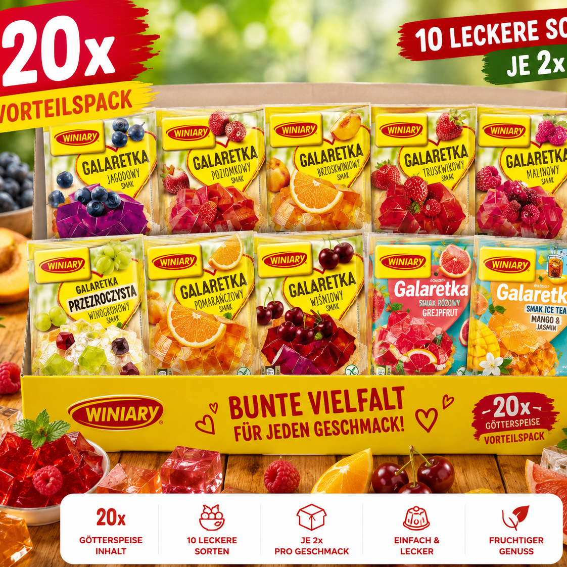 Winiary Götterspeise Bundle 2x10 Sorten - Galaretka Mix - Polskashop24
