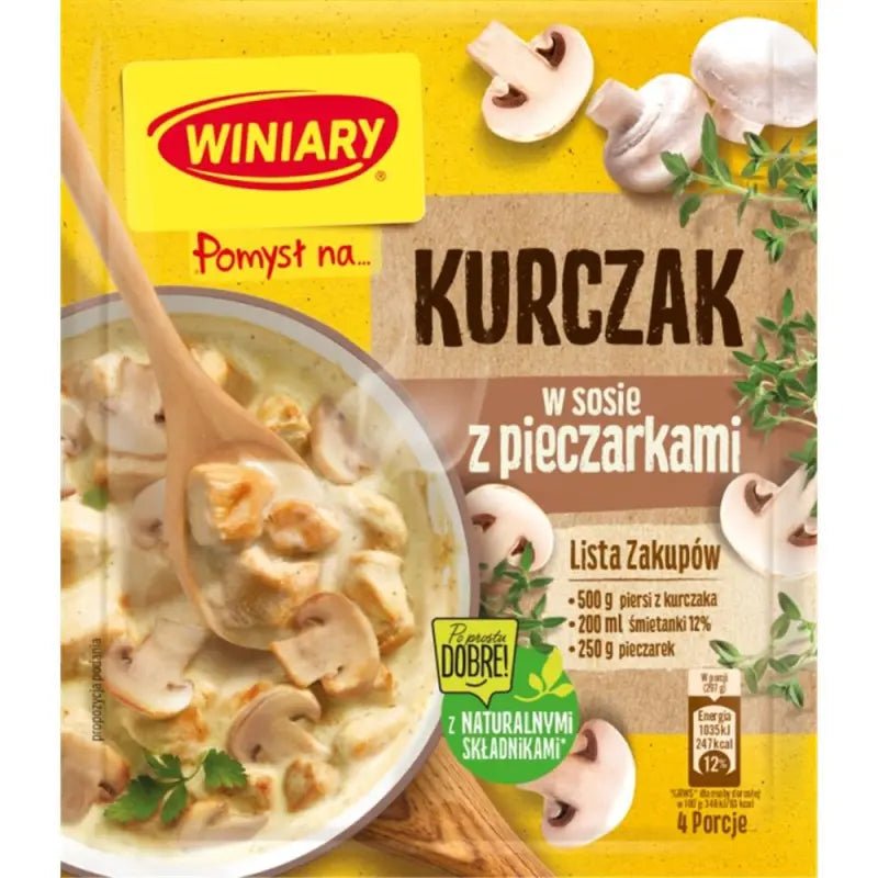 Winiary Kurczak w sosie z Pieczarkami - Fix für Hühnchen in Champignonssoße 32g kaufen - Polskashop24.de - Online Supermarkt mit Lebensmittel aus Polen