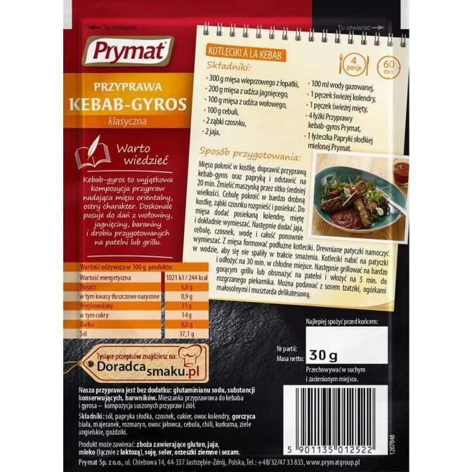 Prymat Gewürz Kebab Gyros 30g - Polskashop24.de - Online Supermarkt mit Lebensmittel aus Polen
