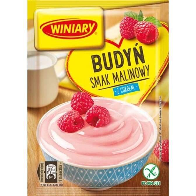 Winiary - Budyn o smaku malinowym z cukrem 60g/Himbeergeschmacks Pudding - Polskashop24.de
