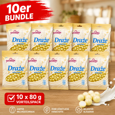 10x Jutrzenka Milch Dragees – Drażé Mleczne 80g (10er Bundle) - Polskashop24