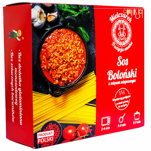 Mielczarek Fertiggericht mit Schweinefleisch 490g ''Sos Bolonski'' - Polnische & Schlesische Spezialitäten - Online Supermarkt mit Lebensmittel aus Polen | Polski Sklep internetowy