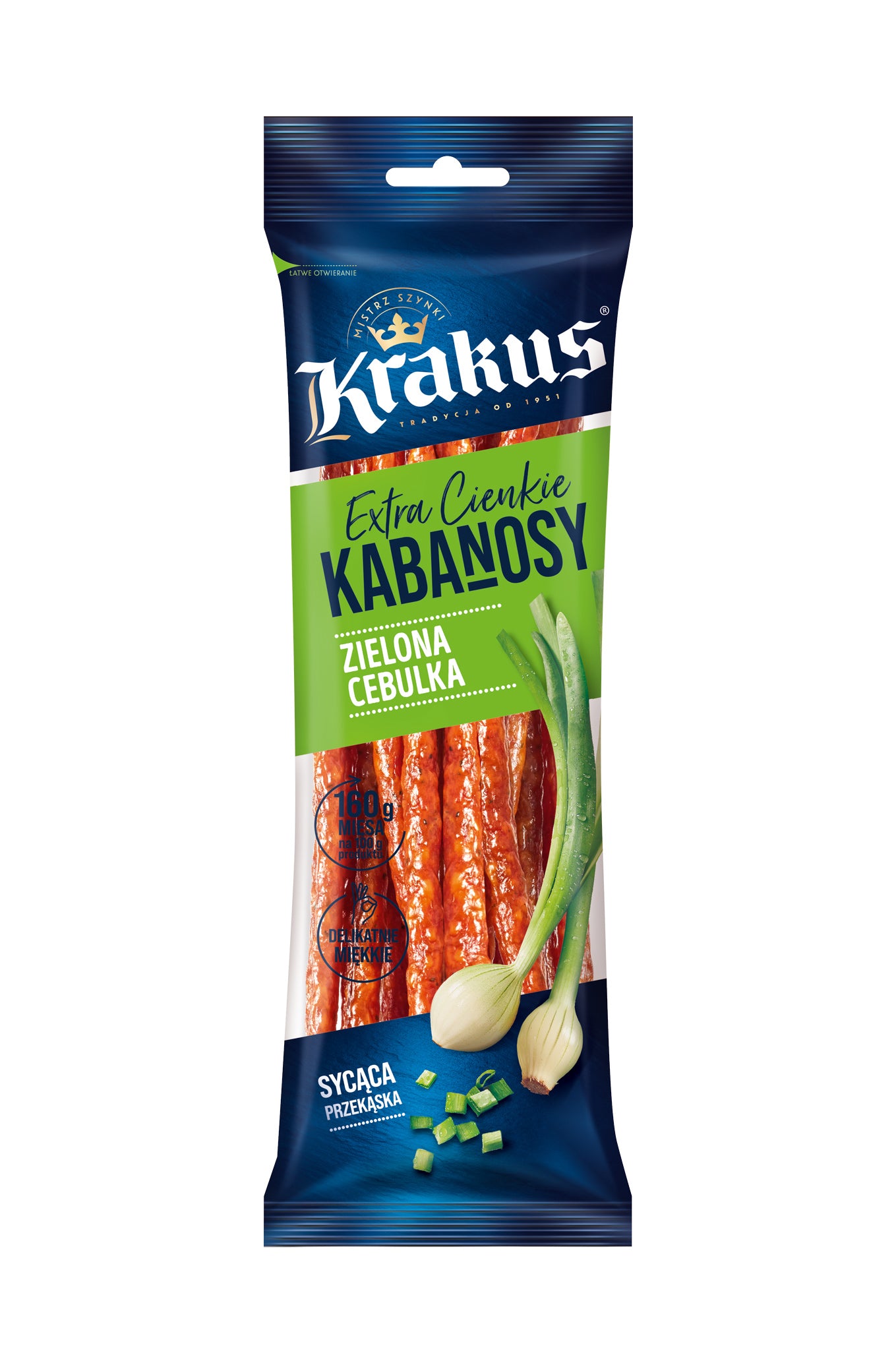 Krakus Kabanosy Zielona Cebulka 95g - Polnische & Schlesische Spezialitäten - Online Supermarkt mit Lebensmittel aus Polen | Polski Sklep internetowy