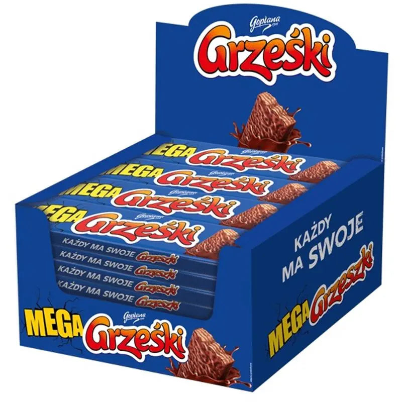 Grzeski Mega Polnische Waffelriegel mit Schokolade 48g (32er-Pack)
