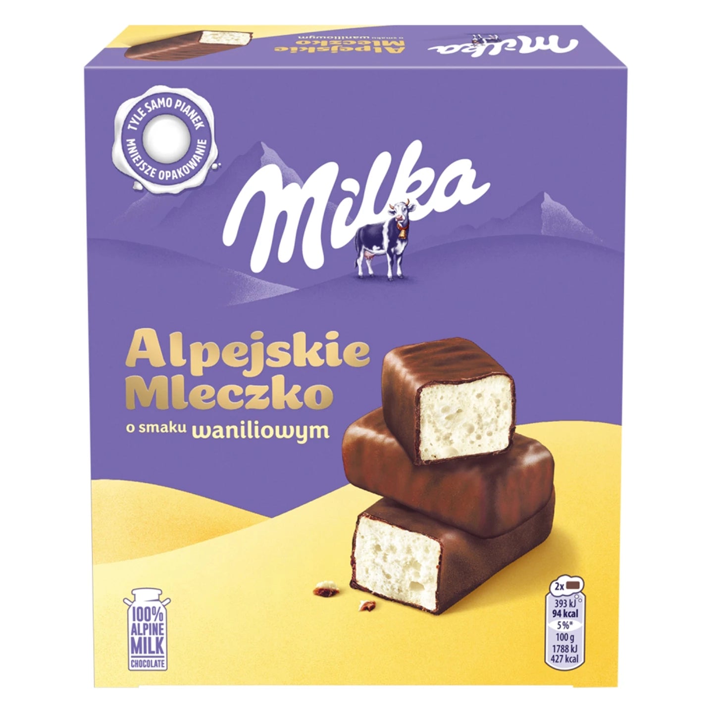 Vanille-Schaumzucker Alpejskie Mleczko Waniliowe 330g - Milka