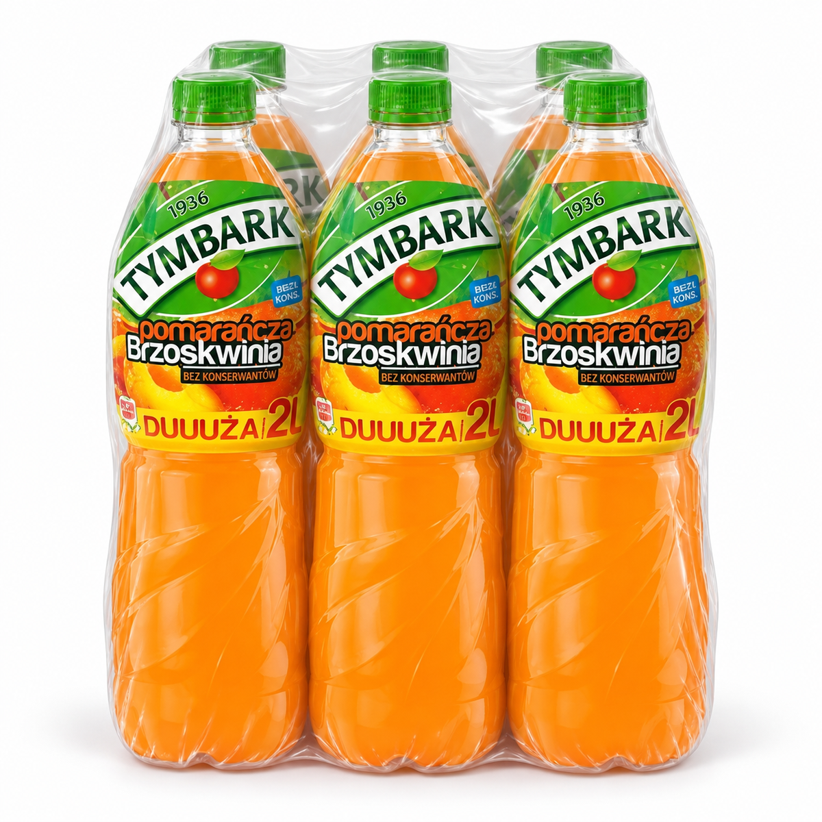 Tymbark Orange-Pfirsich 2 L PET - Napój Pomarańcza-Brzoskwinia (zzgl. 0,25€ Pfand)