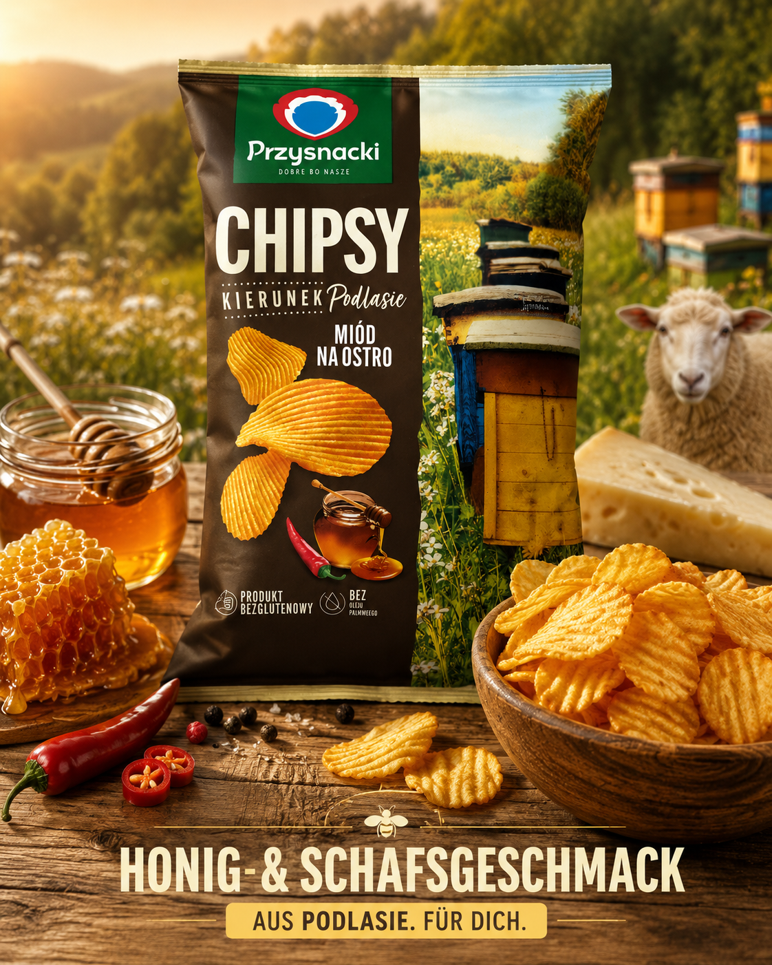 Przysnacki Chips Honig scharf 130 g – Polnische Kartoffelchips (Miód na ostro)