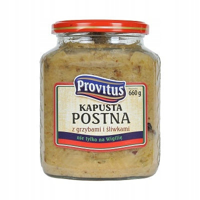 Gebratenes Sauerkraut mit Pflaumen und Pilzen - Kapusta Postna 660g - Provitus