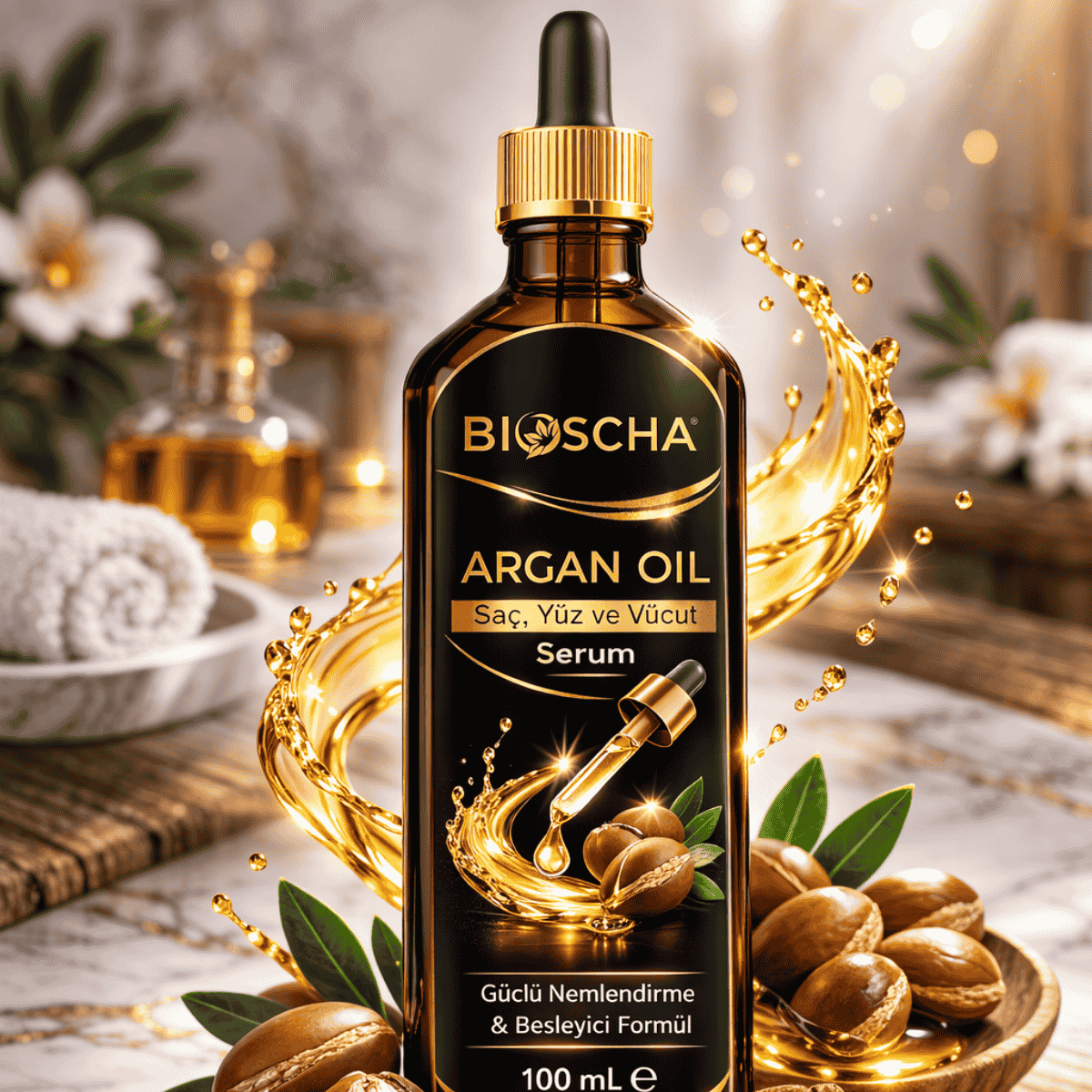 Luxuriöses Arganöl Serum von Bioscha für strahlende Haut und natürliche Pflege