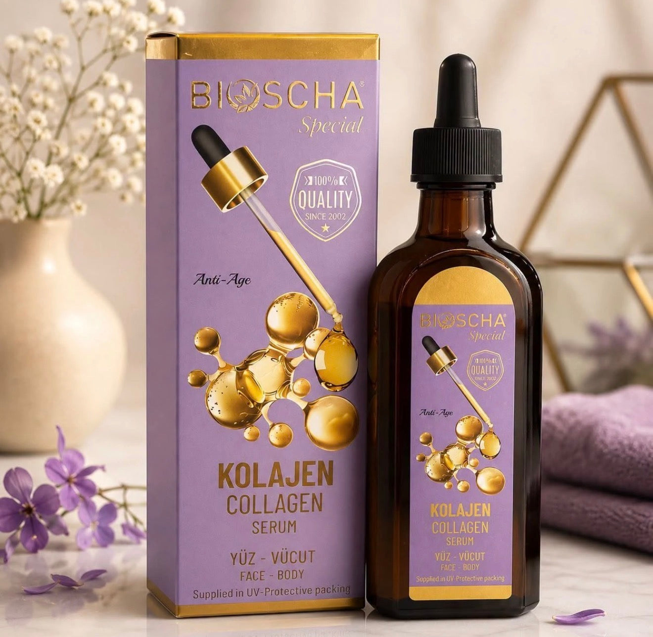 BIOSCHA Special straffendes Kollagen-Serum 100 ml für Gesicht und Körper