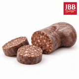 Schnittfläche der JBB Buchweizen-Blutwurst Kaszanka gryczana mit zwei Scheiben