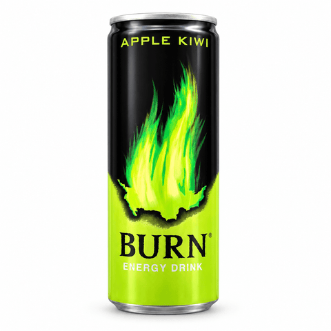 Burn Apple Kiwi Energy Drink 250 ml Dose auf weißem Hintergrund