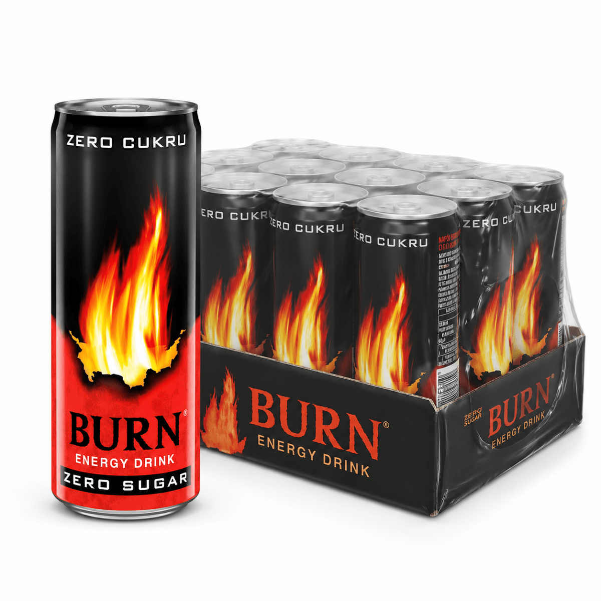 Burn Original Zero Sugar Energy Drink – 12er-Pack (12 x 250 ml) (zzgl. 3,00 € Pfand) - Polskashop24