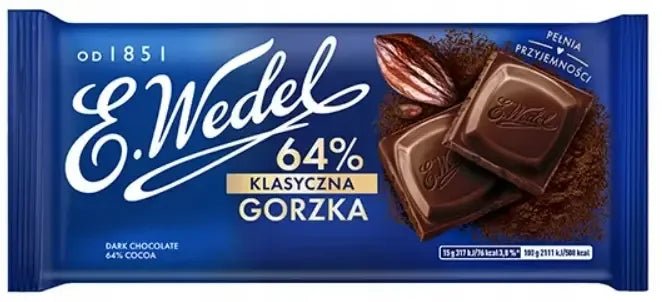Czekolada Gorzka 64% - Zartbitterschokolade 90 g - E. WEDEL - Polskashop24