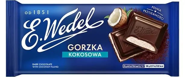 Czekolada Gorzka Kokosowa - Kokos - Zartbitterschokolade 100 g - E. WEDEL - Polskashop24