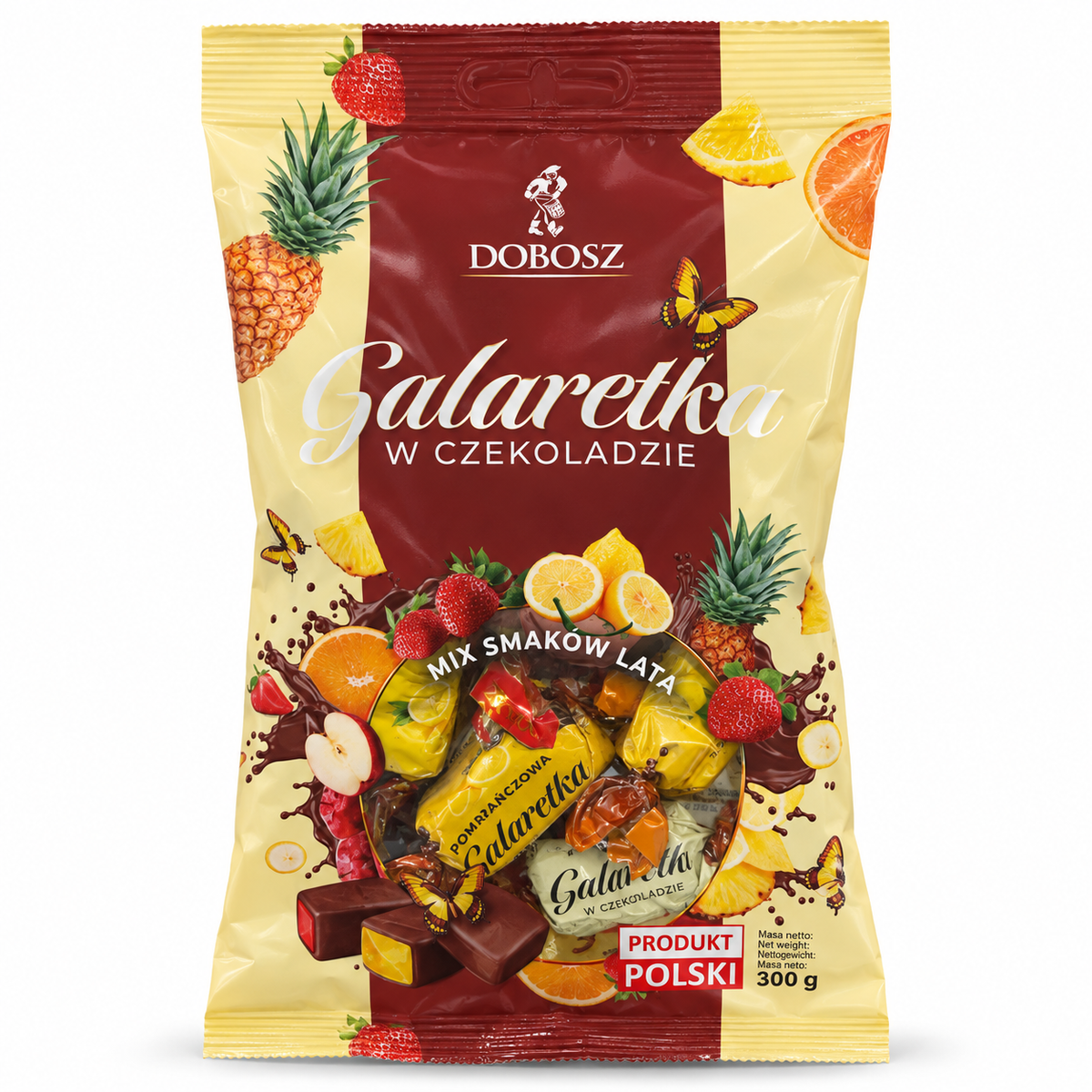 Dobosz Galaretka – Fruchtgelee mit Sommerfruchtgeschmack in Schokolade, 300 g