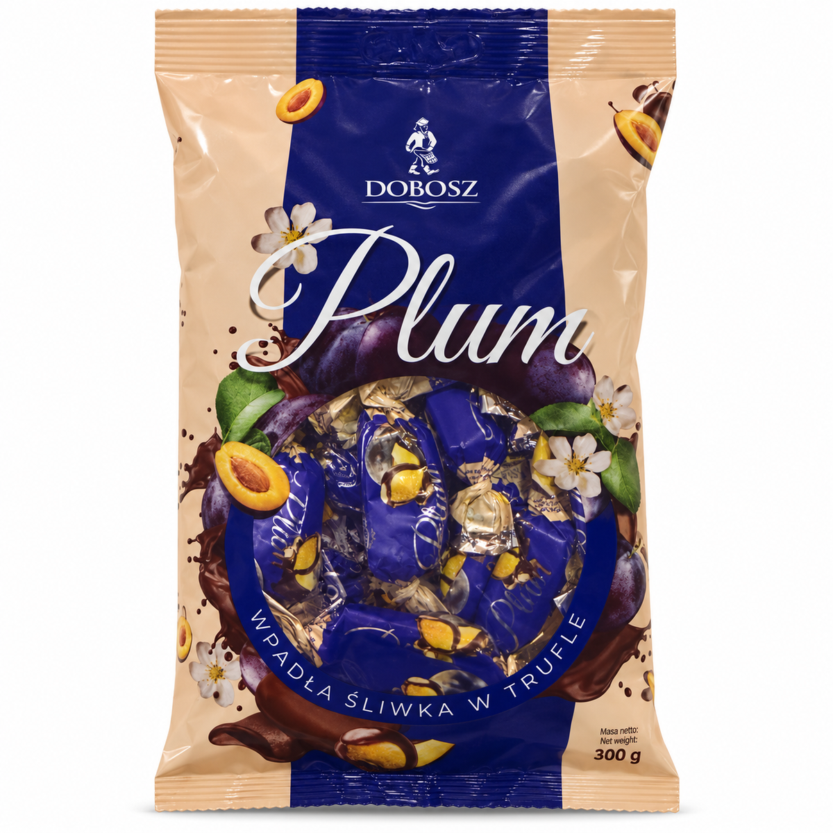 Dobosz Plum – Pflaumenbonbons mit Pflaumenfüllung in Kakaoglasur, 300 g