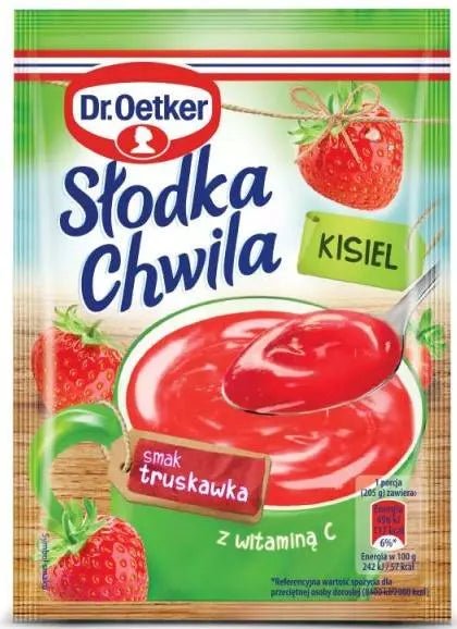 Dr. Oetker Słodka Chwila Kisiel mit Fruchtstücken Geschmack Erdbeere - Polskashop24.de - Online Supermarkt mit Lebensmittel aus Polen