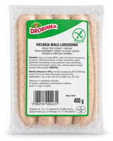 Drobimex Kiełbasa Biała Luksusowa 400 g – Rückseite mit Zutaten, Nährwerten und Herstellerangaben