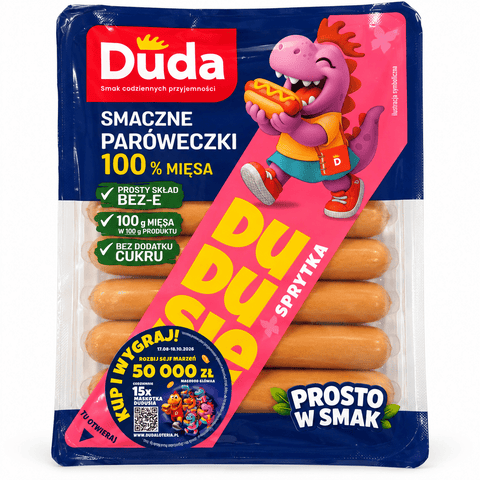 Duda Dudusie Smaczne Paróweczki 200 g – polnische Würstchen aus Hähnchenfleisch und Schweinefleisch in Originalverpackung